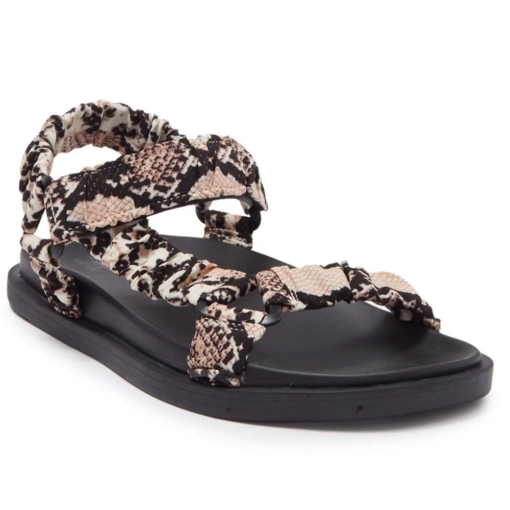 14th & Union Kylie Sandal In Beige Natural Snake Print Fabric Size 6.5